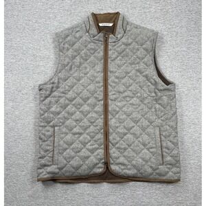 Peter Millar Vest Mens 2XT Gray Essex Full Zip Diamond Quilted Fleece Outdoor